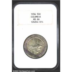 1936 50C Columbia MS66 NGC. An attractive, originally toned Gem Columbia, covered in light golden-br