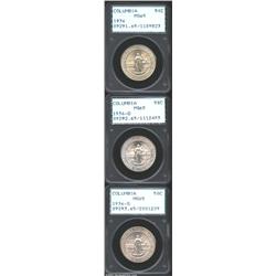 1936 SET Columbia PDS Set MS65 PCGS. All three coins are in first generation PCGS holders, and are w