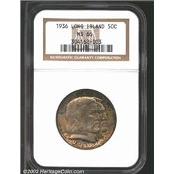 1936 50C Long Island MS66 NGC. Light golden-brown toning covers both sides of this original Gem, dar