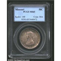 1921 50C Missouri MS65 PCGS. The devices and portions of the field have deep lavender patina, while.