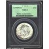1923-S 50C Monroe MS64 PCGS. Speckles of purple iridescent toning are splashed over portions of both