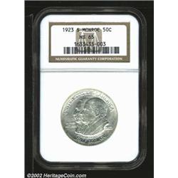 1923-S 50C Monroe MS65 NGC. A conditionally challenging and always-popular Silver Commem, this caref