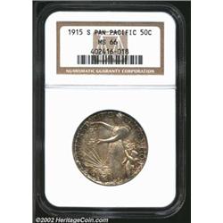 1915-S 50C Panama-Pacific MS66 NGC. Much of the original brilliance remains on each side with deeper