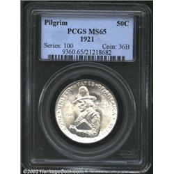 1921 50C Pilgrim MS65 PCGS. Well struck in the centers, with only a hint of softness of strike on th