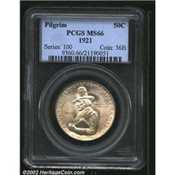 1921 50C Pilgrim MS66 PCGS. A lustrous example embraced by mere hints of original toning. While not.