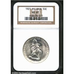 1921 50C Pilgrim MS67 NGC. A brilliant and highly lustrous Superb Gem that has gorgeous and immacula