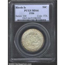 1936 50C Rhode Island MS66 PCGS. Predominantly milky-lilac in patina, with some speckles of golden-b