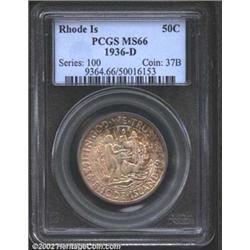 1936-D 50C Rhode Island MS66 PCGS. Light gray toning covers both sides of this interesting looking c