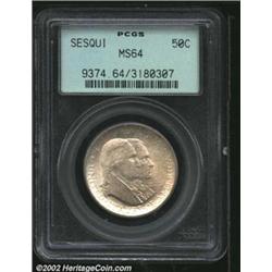 1926 50C Sesquicentennial MS64 PCGS. The lightly abraded surfaces display light silvery toning on ea