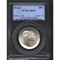 1926 50C Sesquicentennial MS64 PCGS. A flashy, bright Sesqui with nearly enough detail to move up fr