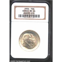 1926 50C Sesquicentennial MS64 NGC. Brilliant and highly lustrous with well preserved surfaces. The.