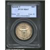 Image 1 : 1935 50C Spanish Trail MS67 PCGS. The borders have freckled russet patina, while the centers have in