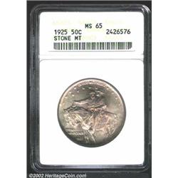 1925 50C Stone Mountain MS65 ANACS. A highly lustrous Gem that has coffee-gold color and exquisite s