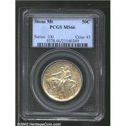 1925 50C Stone Mountain MS66 PCGS. Milky lilac, golden-brown, and aqua patina. A well struck Gem wit