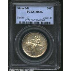 1925 50C Stone Mountain MS66 PCGS. Frosted surfaces with pinpoint sharpness show under a light cover