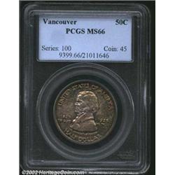 1925 50C Vancouver MS66 PCGS. Pleasing lavender toning interspersed with original mint luster dither