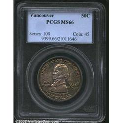 1925 50C Vancouver MS66 PCGS. Pleasing lavender toning interspersed with original mint luster dither