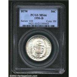 1950-D 50C Booker T. Washington MS66 PCGS. A mostly white and lustrous Gem, with perhaps the lightes