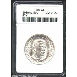 1950-S 50C Booker T. Washington MS64 ANACS. An attractive, white example of this popular type. While