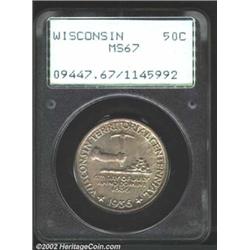 1936 50C Wisconsin MS67 PCGS. PCGS 1936 Wisconsin MS 66. Well preserved beneath a delicate layer of.