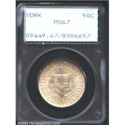 1936 50C York MS67 PCGS. Lustrous and lightly toned on the peripheries with bits of iridescent color