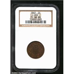 1863 2C Two Cents, Judd-312, Pollock-377, R.4, PR66 Brown NGC. A second example of this popular Two.