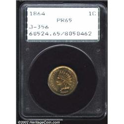 1864 1C One Cent, Judd-356, Pollock-426, R.6(?), PR65 PCGS. Struck from the same dies as the 1864 No