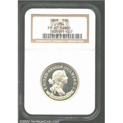 1869 50C Standard Silver Half Dollar, Judd-754, Pollock-838, R.5-6, PR67 Cameo NGC. Formerly offered