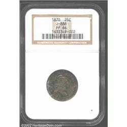 1870 25C Standard Silver Quarter Dollar, Judd-888, Pollock-987, R.5-6, PR66 NGC. Last offered in our