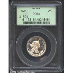 1870 25C Standard Silver Quarter Dollar, Judd-894, Pollock-1001, R.5-6, PR64 PCGS. Standard Silver d