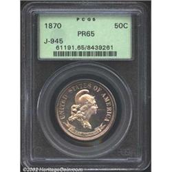 1870 50C Standard Silver Half Dollar, Judd-945, Pollock-1073, R.7, PR65 PCGS. The obverse design is.
