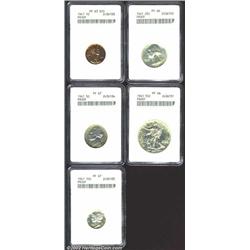 1941 Proof Set, all certified by ANACS. Cent, PR63 Red; Quarter, Half, PR66; Nickel, Dime, PR67. Sil