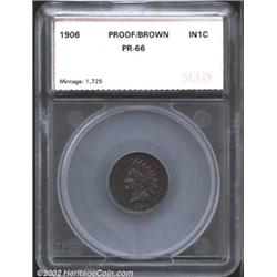 1906 1C Cent PR66 Brown SEGS. A pleasing, high grade example that has deep violet and blue toning ov