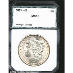 1894-S S$1 Dollar MS63 PCI (MS62). A sharply struck and lustrous example of this popular issue from.