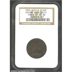 1803 Kettle Token VF35 NGC. Fauver-1803-3A, Plain Edge, R.6. Kettle tokens were struck in Birmingham