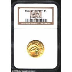 1986-W G$5 Statue of Liberty Gold Five Dollar MS70 NGC. A virtually perfect example. Popular due to.