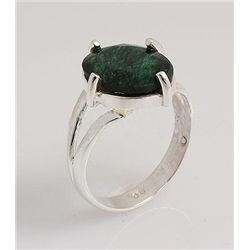 EMERALD BERYL 17.00CTW UNIQUE DESIGN SILVER RING