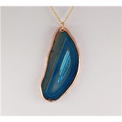 Natural Stone Blue Green Lace Agate Slice Pendant