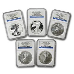 2011 (5 Coin) Silver Eagle Set MS/PF-70 NGC 25th Anniv