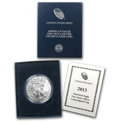 2013-w (Burnished) Silver American Eagle (w/Box & COA)