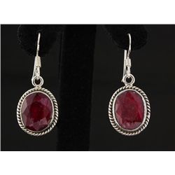 RUBY CORRUNDUM 27.15CTW SILVER HOOK EARRING