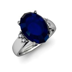 Sapphire 7.25 ctw & Diamond Ring 14kt White Gold