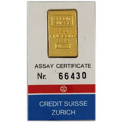 Fine Gold 2.5 g Assay Cert. No. 66430 Credit Suisse