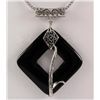 Image 1 : 47.78CTW BLACK STONE SQUARE DONUT SILVER PENDANT