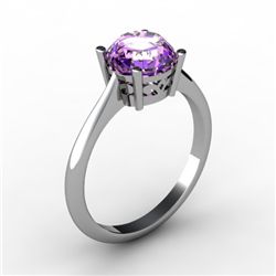 Amethyst 1.30 ctw Ring 14kt White Gold