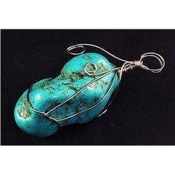 NATURAL 222.57CTW TURQUOISE WIRE WRAPPED PENDANT