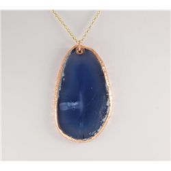 Organic Natural Purple Blue Agate Big Slice Pendant