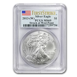 2013 (W) Silver American Eagle MS-69 PCGS (First Strike