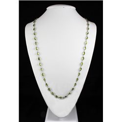 Natural Peridot 67.50CT Silver Bezel Design Necklace 9.