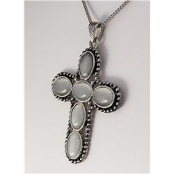 Cross Pendant Cab Cut Light Quartz